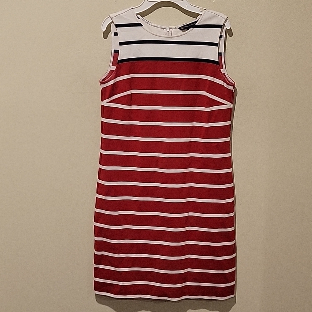 ❤️ BROOKS BROTHERS RED WHITE BLUE STRIPED MINI SHEATH DRESS, 2
